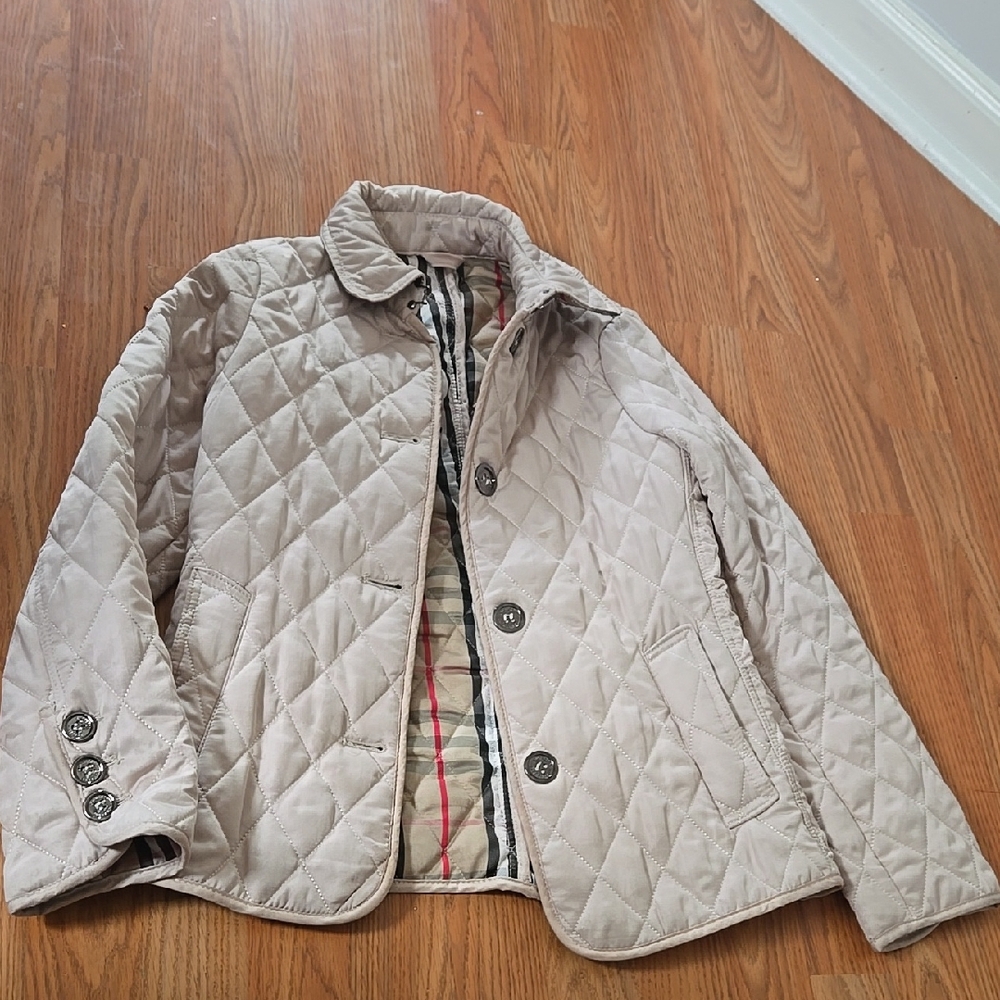 Burberry London Quilted Beige Jacket Women Size Medium